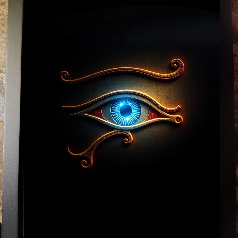Illuminated Eye of Horus Wall Art In A Glass Front Frame 8x10